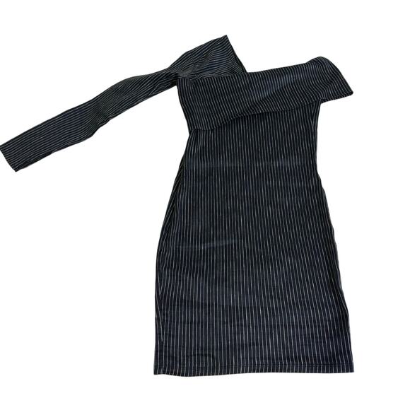 Beaufille Pinstripe One Shoulder Mini Dress - Picture 6 of 9